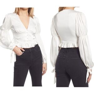 WAYF • Amena Ruffle Satin Blouse